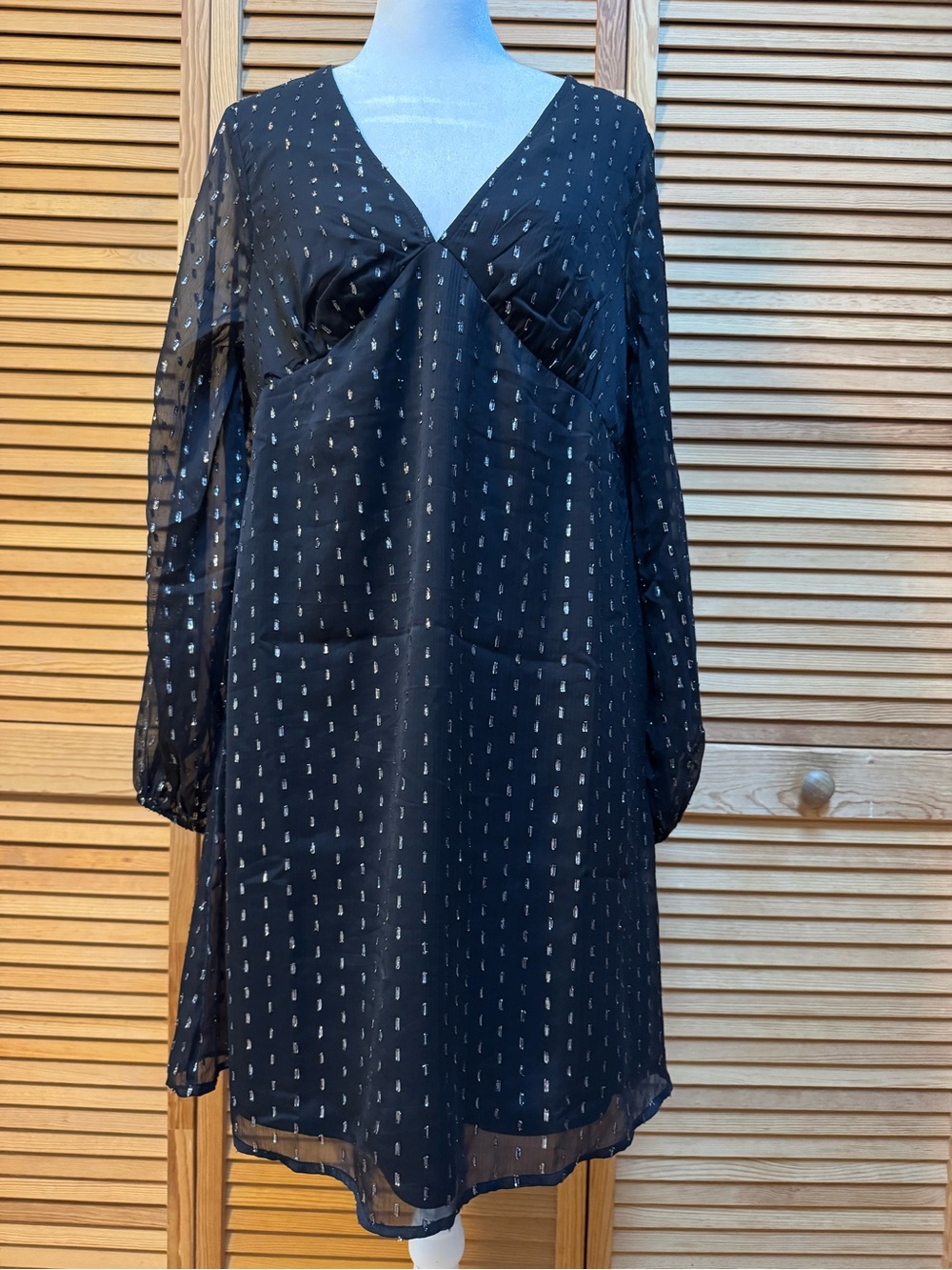 Old Navy Maternity Black Metallic Lurex Clip Dot Mini Dress Small Festive LBD